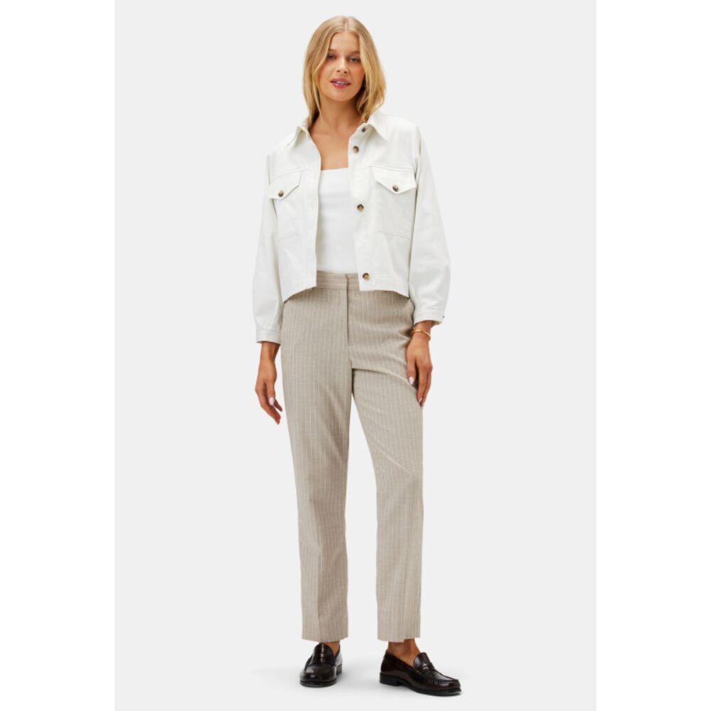 NEW Amour Vert Taper Linen Trouser in San Diego Natural Stripe Size 4 with Tags